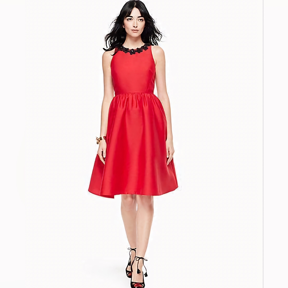 kate spade Ooh La La Poppy Embellished Angelika Dress Charm Red 4 (0)